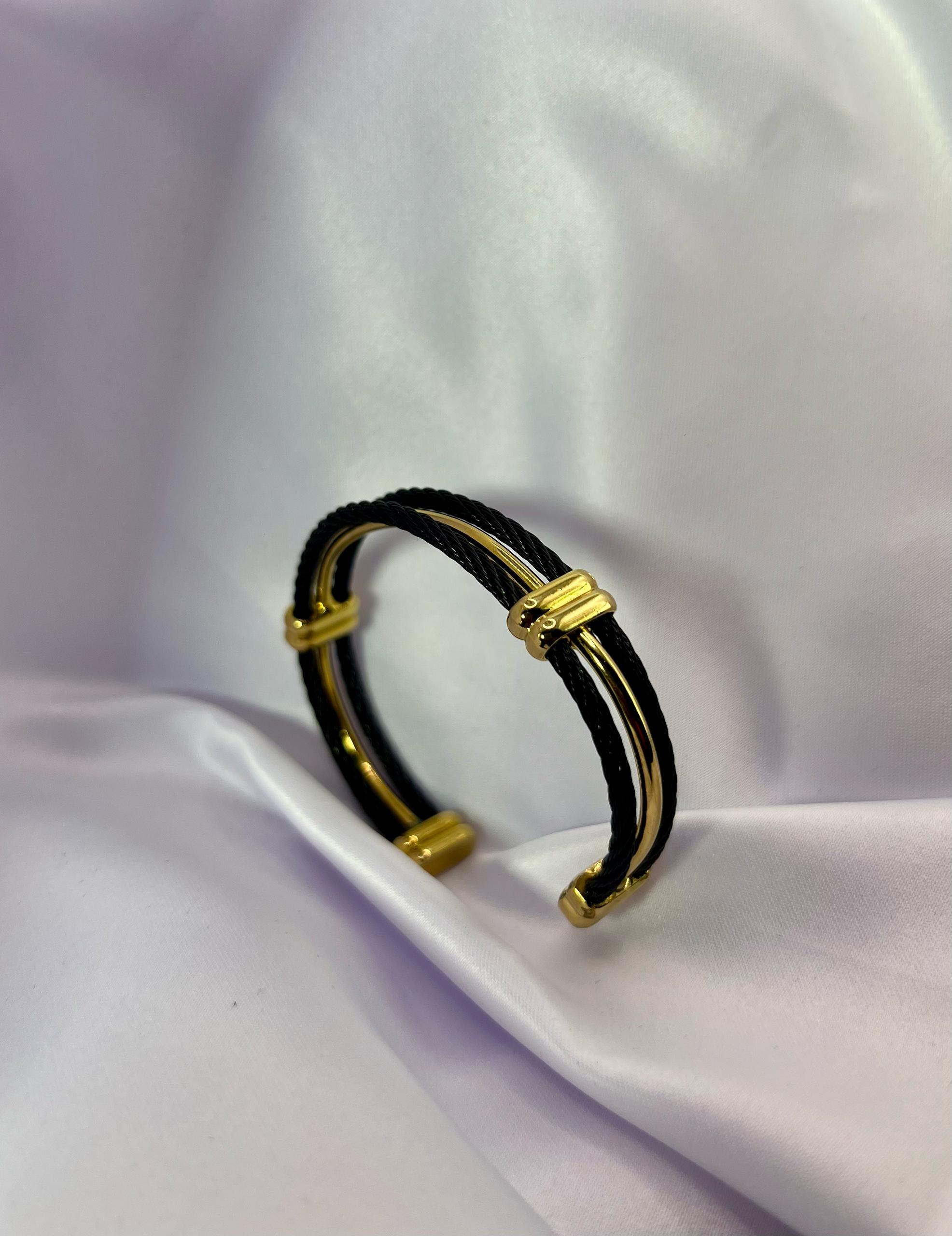 Bracelet Cordon Noir & Or